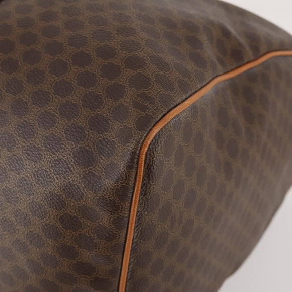 CELINE Macadam Canvas Boston Bag PVC Leather 2way Brown Gold Auth 180808A