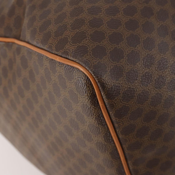 CELINE Macadam Canvas Boston Bag PVC Leather 2way Brown Gold Auth 180808A