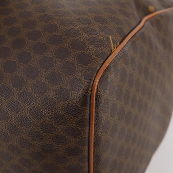 CELINE Macadam Canvas Boston Bag PVC Leather 2way Brown Gold Auth 180808A