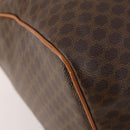 CELINE Macadam Canvas Boston Bag PVC Leather 2way Brown Gold Auth 180808A-15