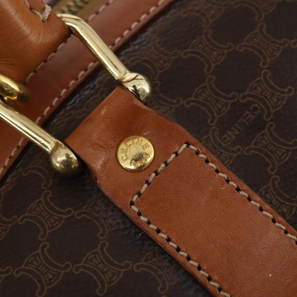 CELINE Macadam Canvas Boston Bag PVC Leather 2way Brown Gold Auth 180808A