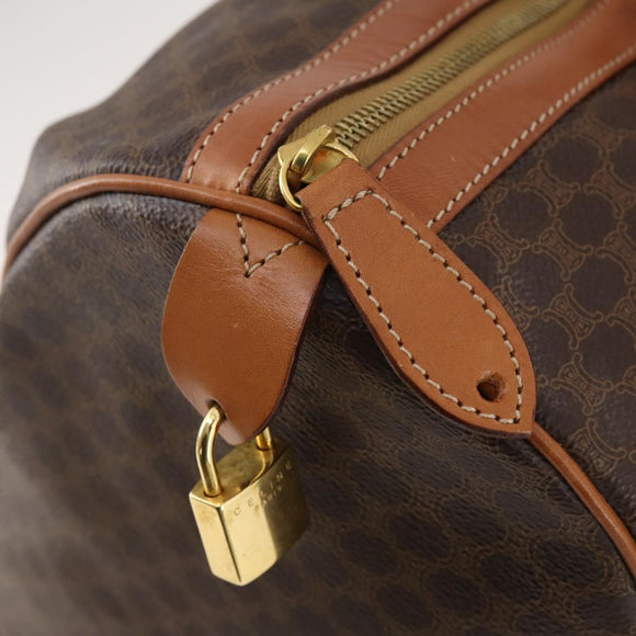CELINE Macadam Canvas Boston Bag PVC Leather 2way Brown Gold Auth 180808A
