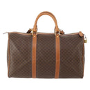 CELINE Macadam Canvas Boston Bag PVC Leather 2way Brown Gold Auth 180808A-3