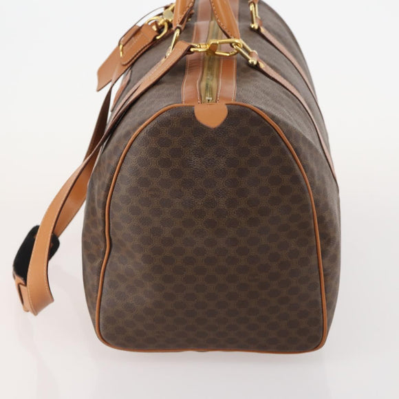 CELINE Macadam Canvas Boston Bag PVC Leather 2way Brown Gold Auth 180808A