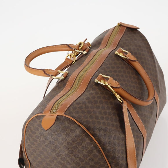 CELINE Macadam Canvas Boston Bag PVC Leather 2way Brown Gold Auth 180808A