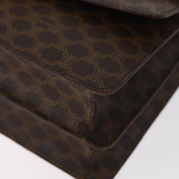 CELINE Macadam Canvas Hand Bag PVC Leather Brown Gold Auth 180815A