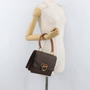 CELINE Macadam Canvas Hand Bag PVC Leather Brown Gold Auth 180815A-28