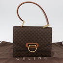 CELINE Macadam Canvas Hand Bag PVC Leather Brown Gold Auth 180815A-12