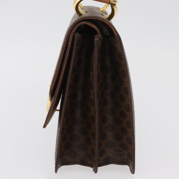 CELINE Macadam Canvas Hand Bag PVC Leather Brown Gold Auth 180815A