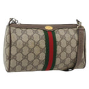 GUCCI GG Supreme Web Sherry Line Bag PVC Beige Gold 41 02 018 Auth 180817-1