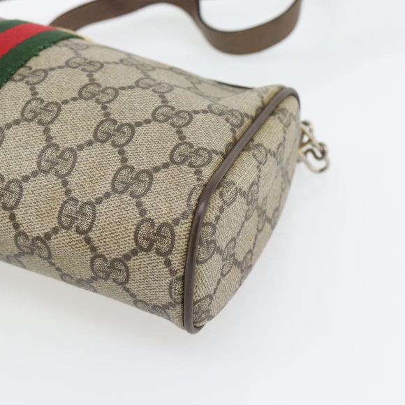 GUCCI GG Supreme Web Sherry Line Bag PVC Beige Gold 41 02 018 Auth 180817