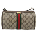 GUCCI GG Supreme Web Sherry Line Bag PVC Beige Gold 41 02 018 Auth 180817-2