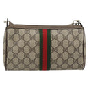 GUCCI GG Supreme Web Sherry Line Bag PVC Beige Gold 41 02 018 Auth 180817-3