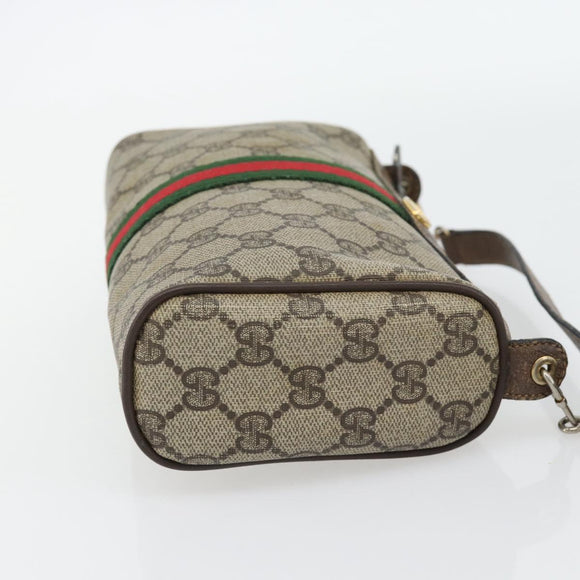 GUCCI GG Supreme Web Sherry Line Bag PVC Beige Gold 41 02 018 Auth 180817