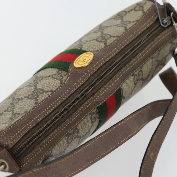 GUCCI GG Supreme Web Sherry Line Bag PVC Beige Gold 41 02 018 Auth 180817