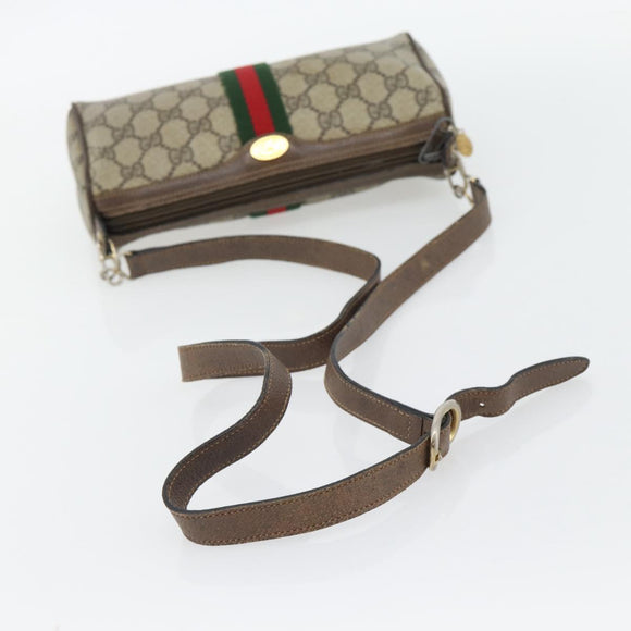 GUCCI GG Supreme Web Sherry Line Bag PVC Beige Gold 41 02 018 Auth 180817
