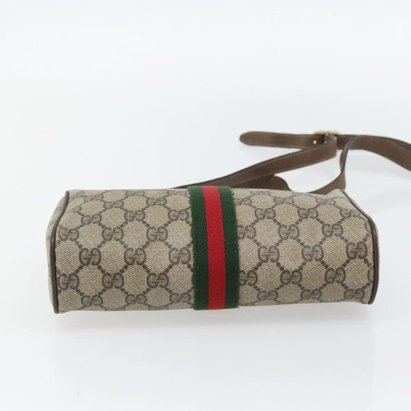 GUCCI GG Supreme Web Sherry Line Bag PVC Beige Gold 41 02 018 Auth 180817