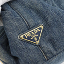PRADA Canapa MM Hand Bag Denim Blue Gold Auth 180818-17