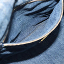 PRADA Canapa MM Hand Bag Denim Blue Gold Auth 180818-11