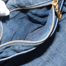 PRADA Canapa MM Hand Bag Denim Blue Gold Auth 180818-22
