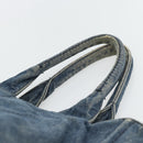 PRADA Canapa MM Hand Bag Denim Blue Gold Auth 180818-8