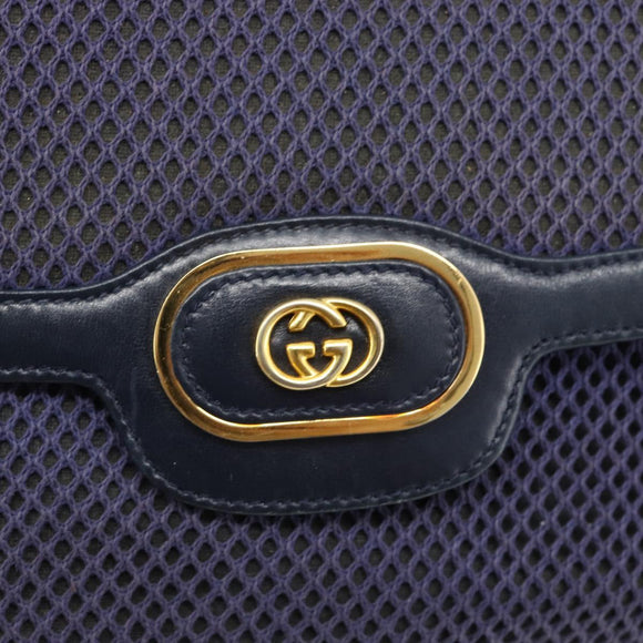 GUCCI Shoulder Bag Leather Purple Gold Auth 180820