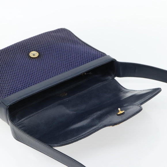 GUCCI Shoulder Bag Leather Purple Gold Auth 180820