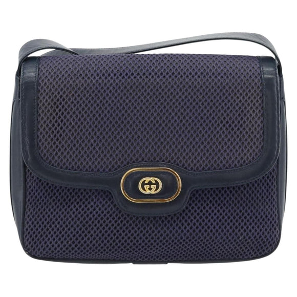 GUCCI Shoulder Bag Leather Purple Gold Auth 180820