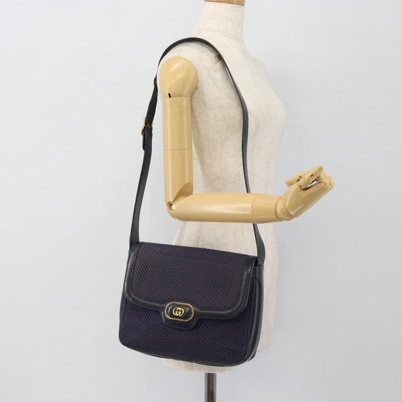 GUCCI Shoulder Bag Leather Purple Gold Auth 180820