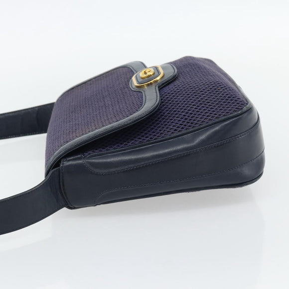 GUCCI Shoulder Bag Leather Purple Gold Auth 180820