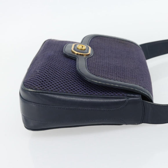 GUCCI Shoulder Bag Leather Purple Gold Auth 180820