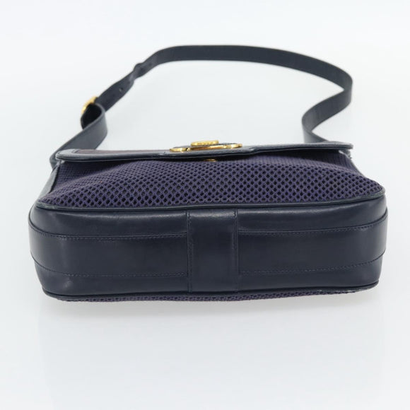 GUCCI Shoulder Bag Leather Purple Gold Auth 180820