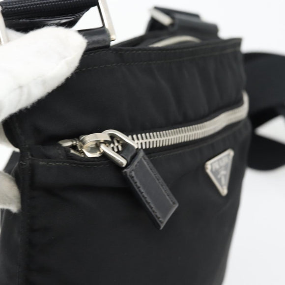 PRADA Shoulder Bag Nylon Black Silver Auth 180821A