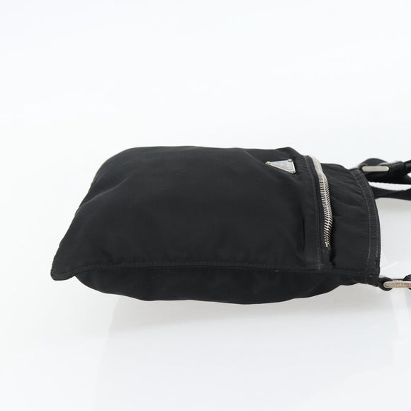 PRADA Shoulder Bag Nylon Black Silver Auth 180821A