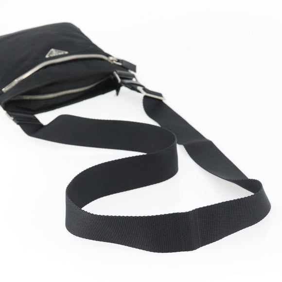 PRADA Shoulder Bag Nylon Black Silver Auth 180821A