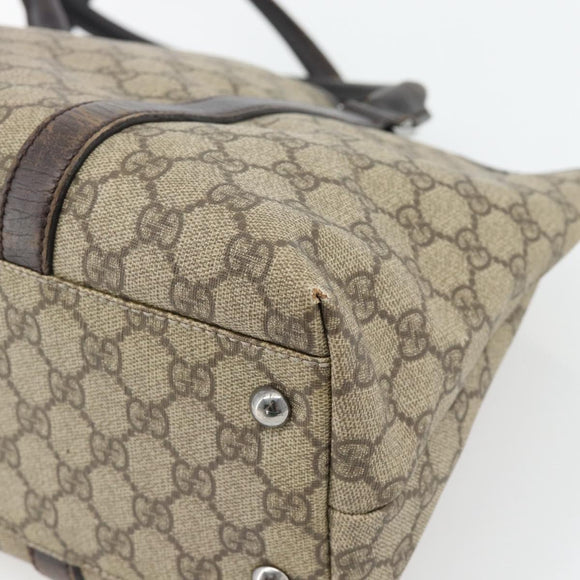 GUCCI GG Supreme Tote Bag PVC Beige Silver 114595 Auth 180826