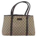 GUCCI GG Supreme Tote Bag PVC Beige Silver 114595 Auth 180826-13