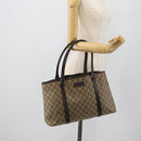 GUCCI GG Supreme Tote Bag PVC Beige Silver 114595 Auth 180826-21