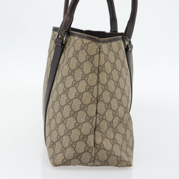 GUCCI GG Supreme Tote Bag PVC Beige Silver 114595 Auth 180826