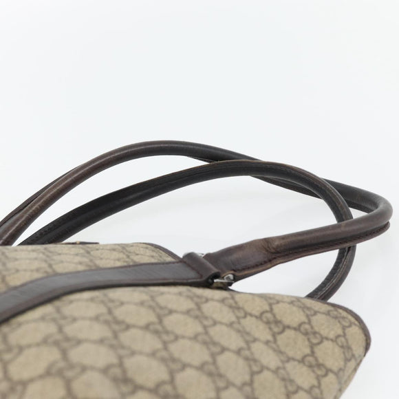 GUCCI GG Supreme Tote Bag PVC Beige Silver 114595 Auth 180826