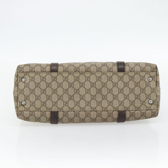 GUCCI GG Supreme Tote Bag PVC Beige Silber 114595 Auth 180826
