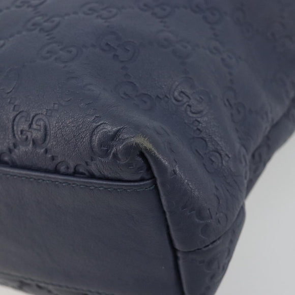 GUCCI GG Canvas Guccissima Tote Bag Leather Navy Gold 211138 Auth 180831