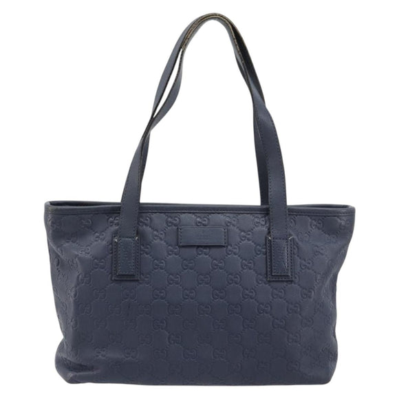 GUCCI GG Canvas Guccissima Tote Bag Leather Navy Gold 211138 Auth 180831