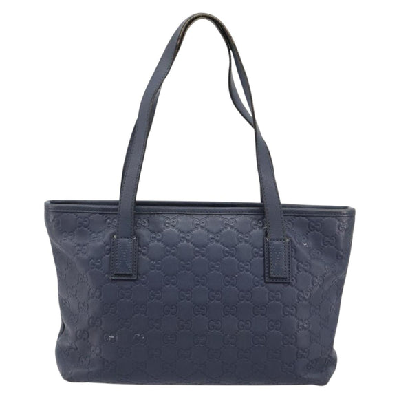 GUCCI GG Canvas Guccissima Tote Bag Leather Navy Gold 211138 Auth 180831