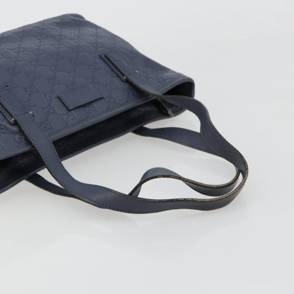 GUCCI GG Canvas Guccissima Tote Bag Leather Navy Gold 211138 Auth 180831