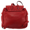 BOTTEGA VENETA INTRECCIATO Backpack Leather Red Gold Auth 180832-2