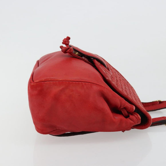 BOTTEGA VENETA INTRECCIATO Backpack Leather Red Gold Auth 180832