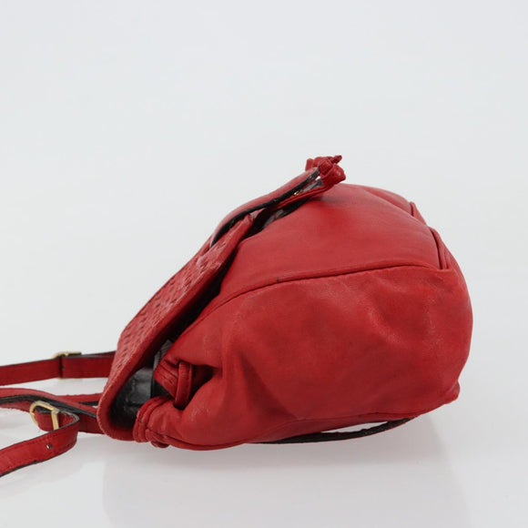 BOTTEGA VENETA INTRECCIATO Backpack Leather Red Gold Auth 180832