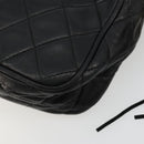 CHANEL Matelasse Chain Shoulder Bag Lamb Skin Black Gold CC Auth 180833A-16