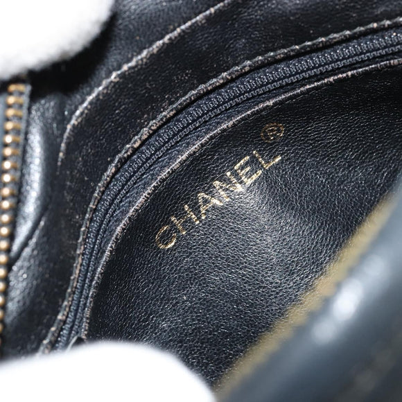 CHANEL Matelasse Chain Shoulder Bag Lamb Skin Black Gold CC Auth 180833A